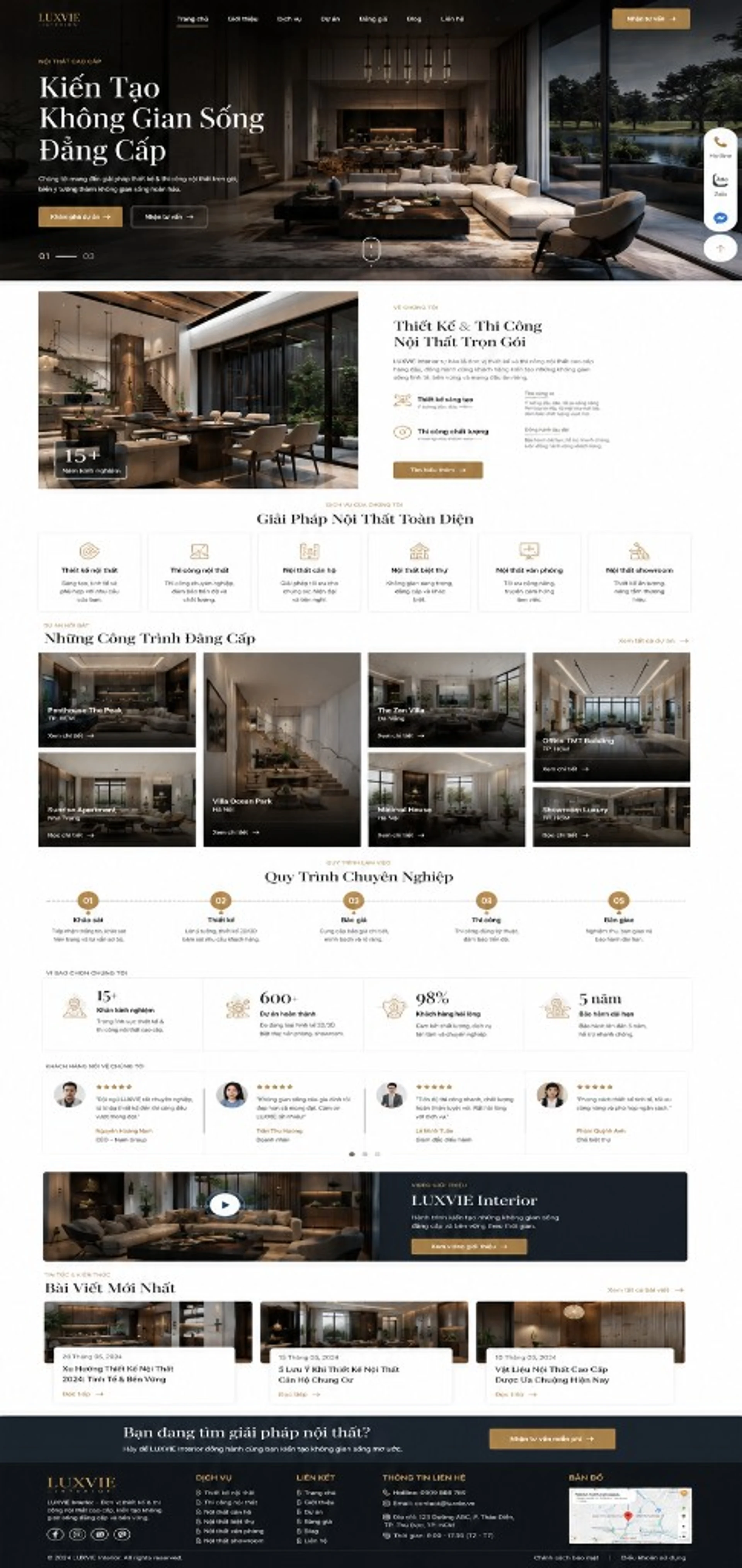 Mockup website nội thất văn phòng — portfolio office Infinity và không gian làm việc hiện đại