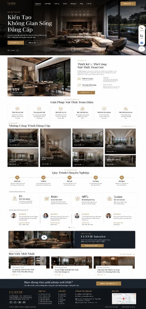 Mockup website nội thất văn phòng — portfolio office Infinity và không gian làm việc hiện đại
