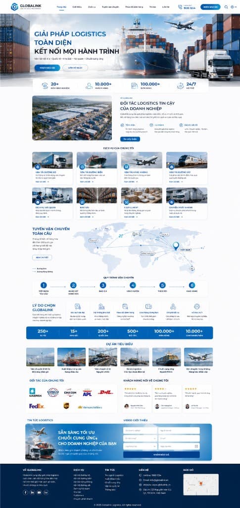 Form báo giá cước vận chuyển trên website logistics