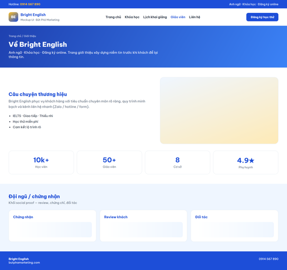 thiết kế website trung tâm anh ngữ — mẫu giao diện 4