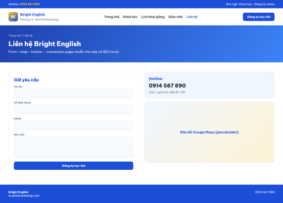 thiết kế website trung tâm anh ngữ — mẫu giao diện 5