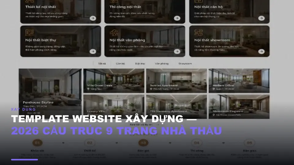 Template website xây dựng 2026 — cấu trúc 9 trang nhà thầu