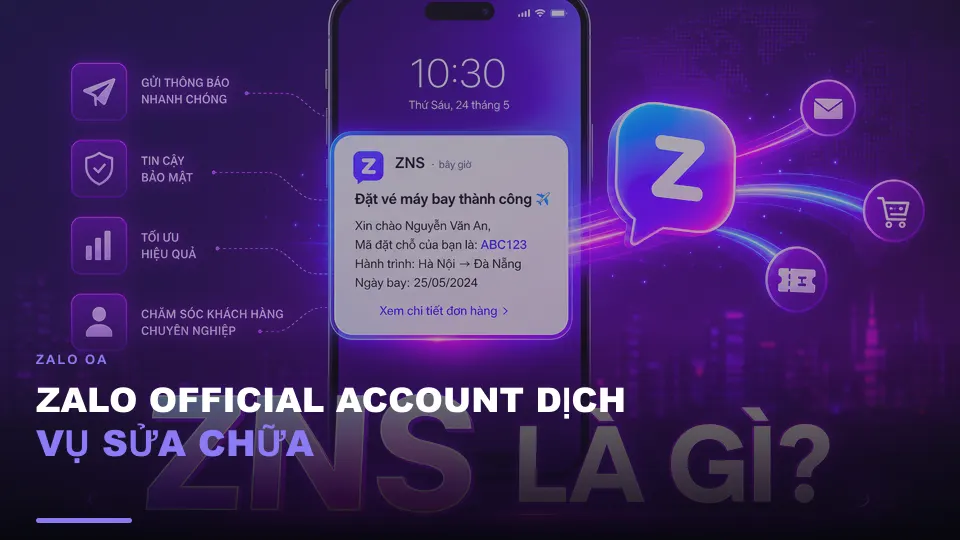 Zalo official account dịch vụ sửa chữa