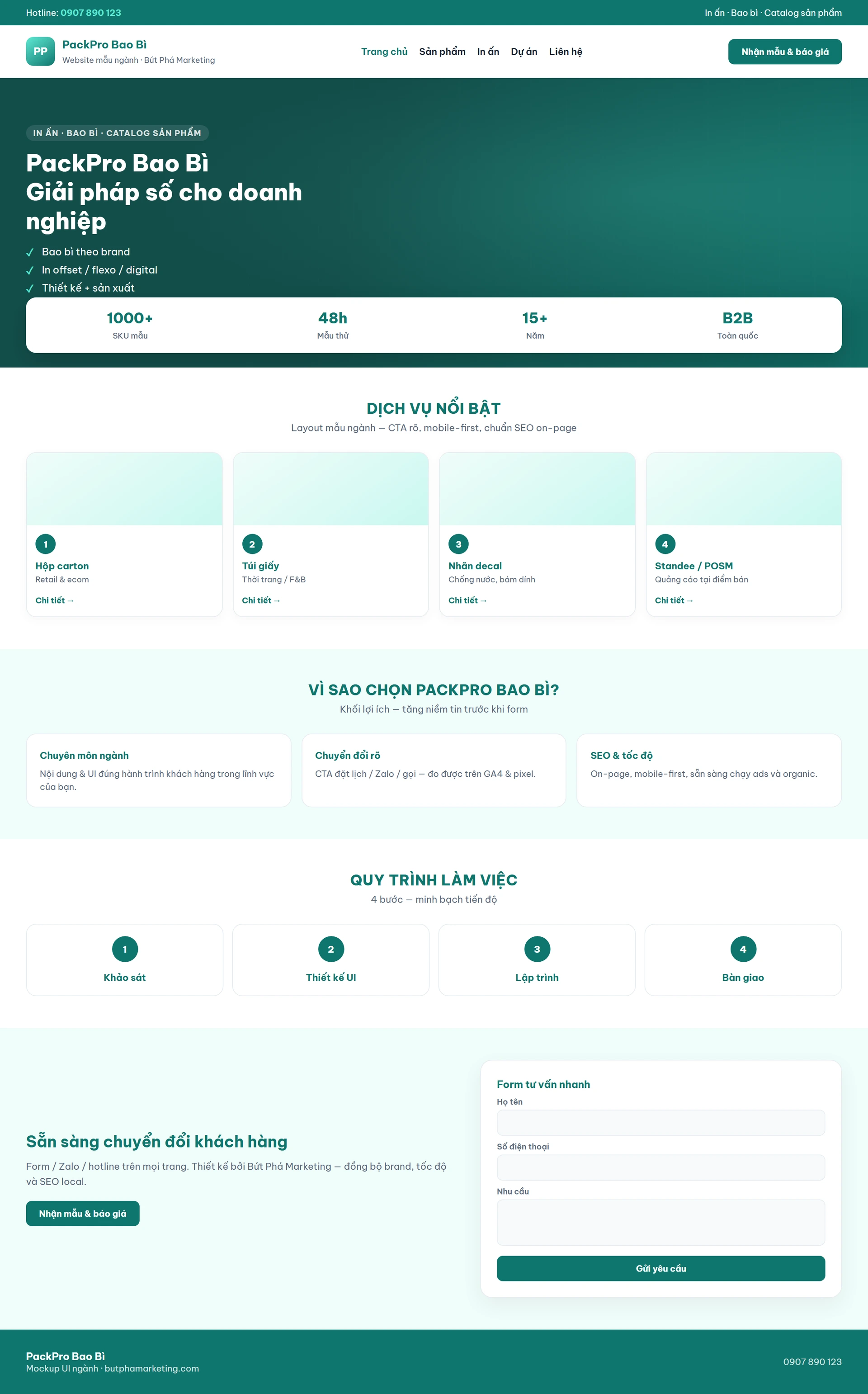 Thiết kế website in ấn bao bì