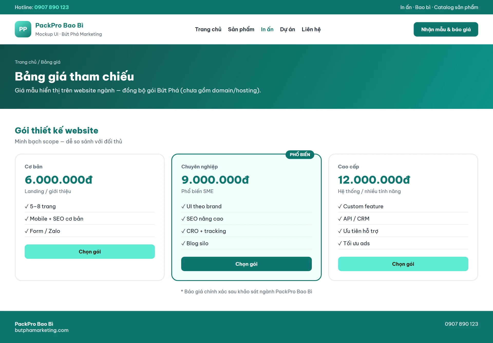 Website bao bì chuyên nghiệp