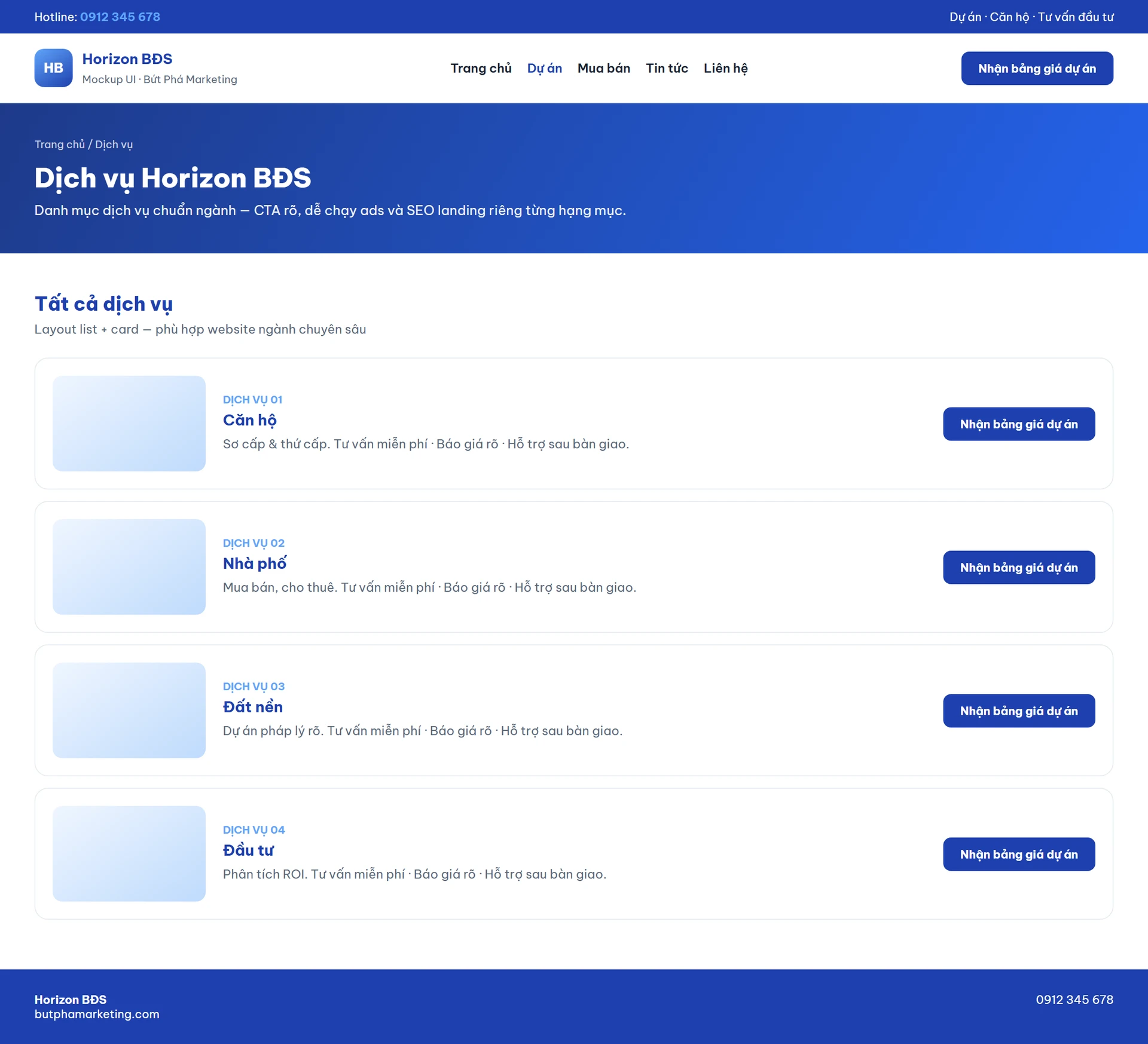 Website mua bán bất động sản chuyên nghiệp