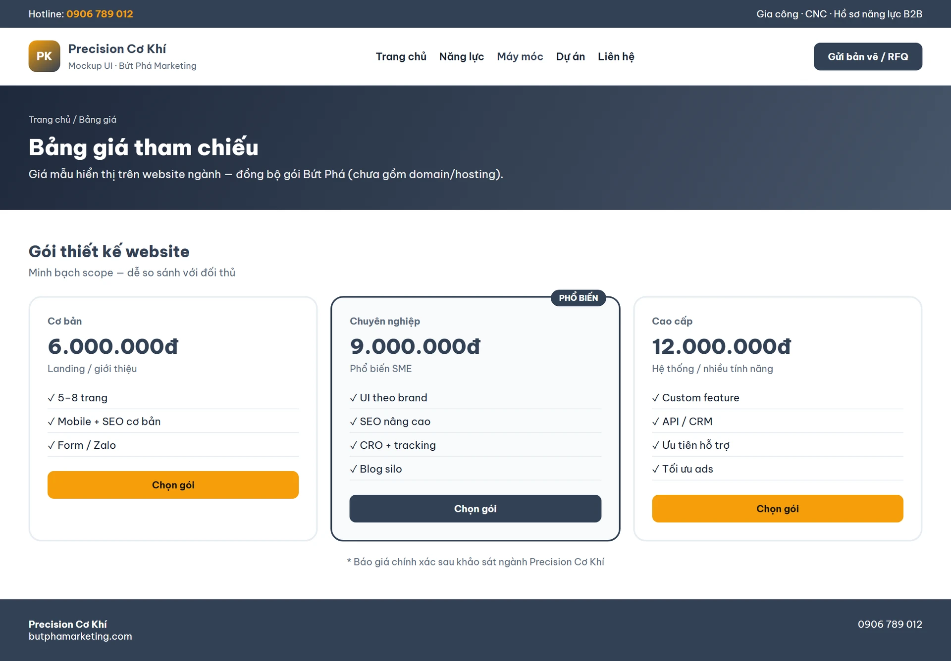 Website công ty cơ khí chuyên nghiệp