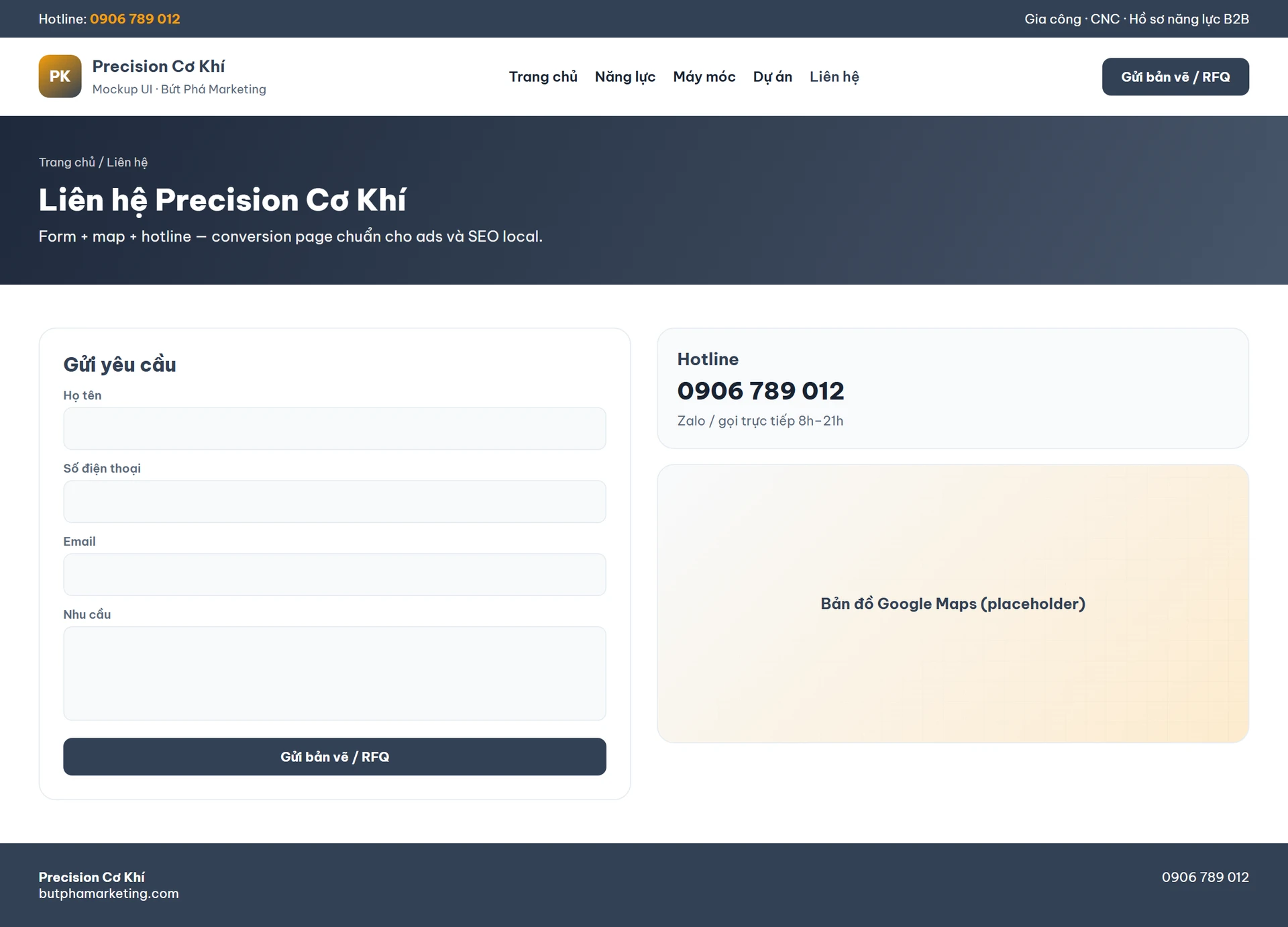 Mẫu thiết kế website cơ khí chuẩn SEO