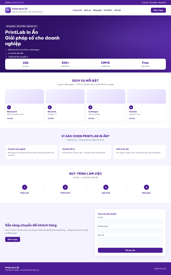 thiết kế website in ấn — mẫu giao diện 1
