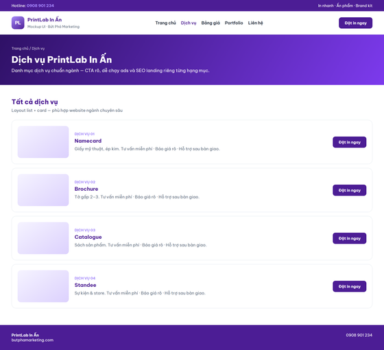 thiết kế website in ấn — mẫu giao diện 2
