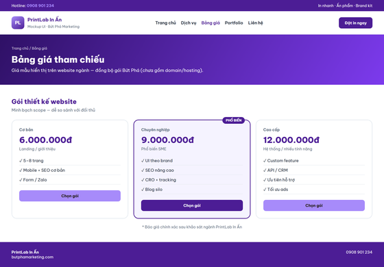 thiết kế website in ấn — mẫu giao diện 3