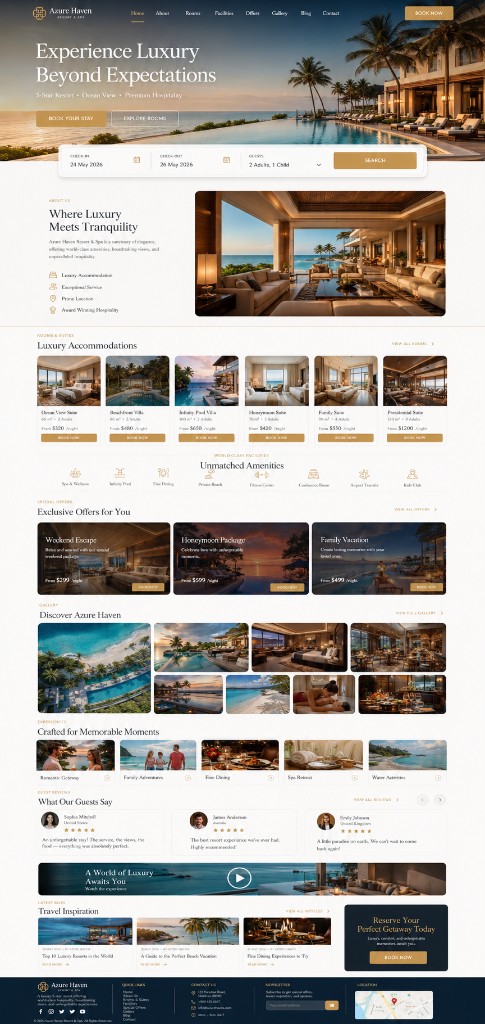 Thiết kế website khách sạn sang trọng