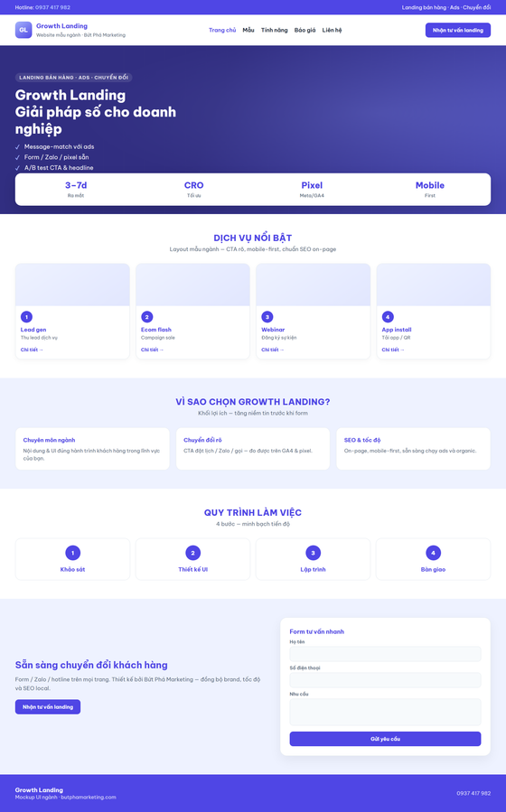 thiết kế landing page — mẫu giao diện 1