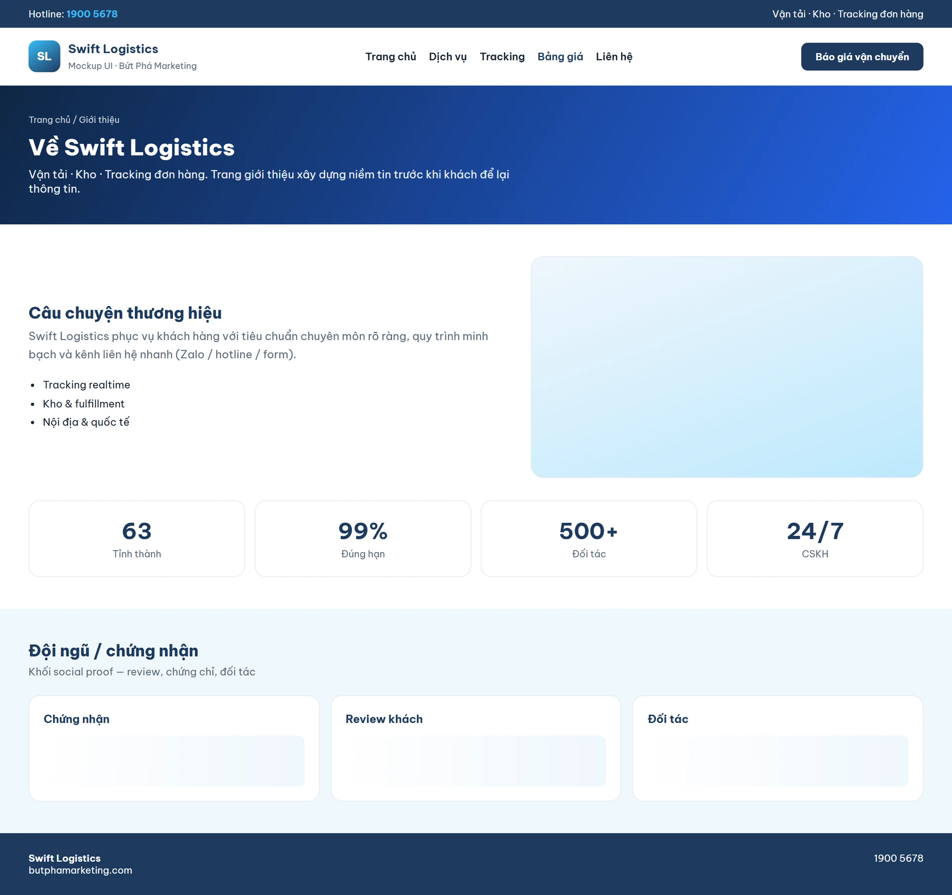 Giao diện website giao nhận hàng hóa
