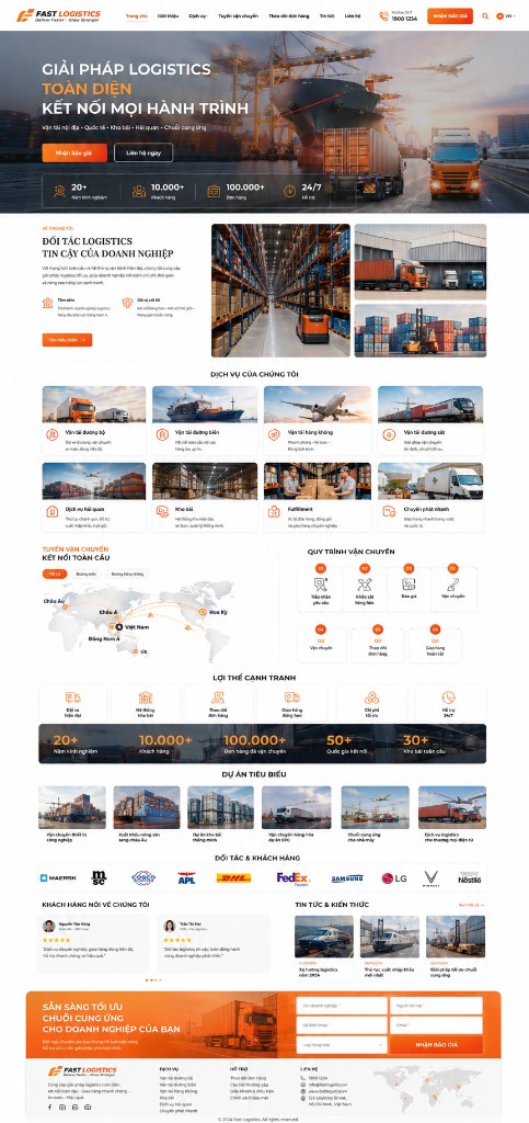 Giao diện website giao nhận hàng hóa