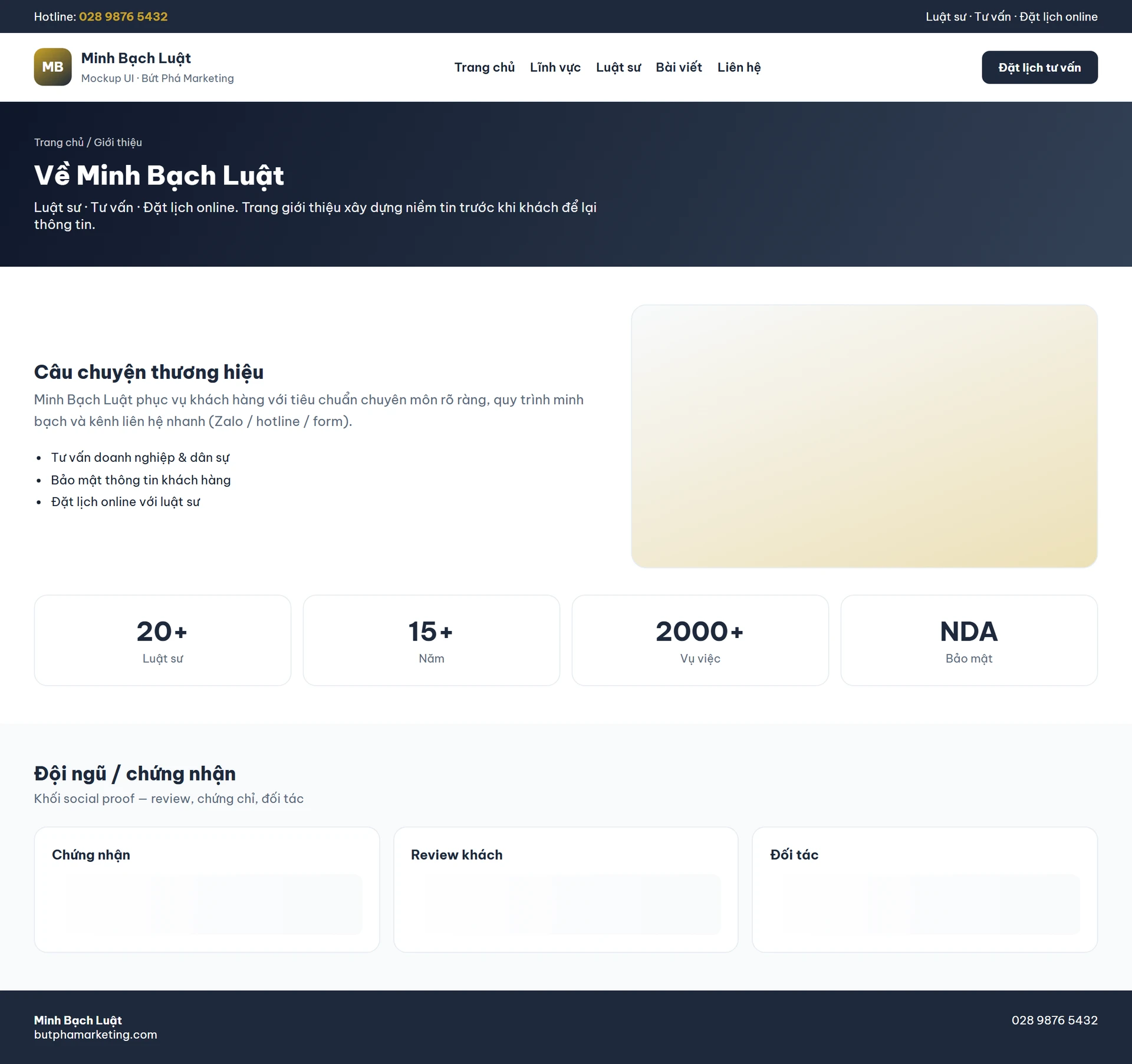 Giao diện website tư vấn pháp lý