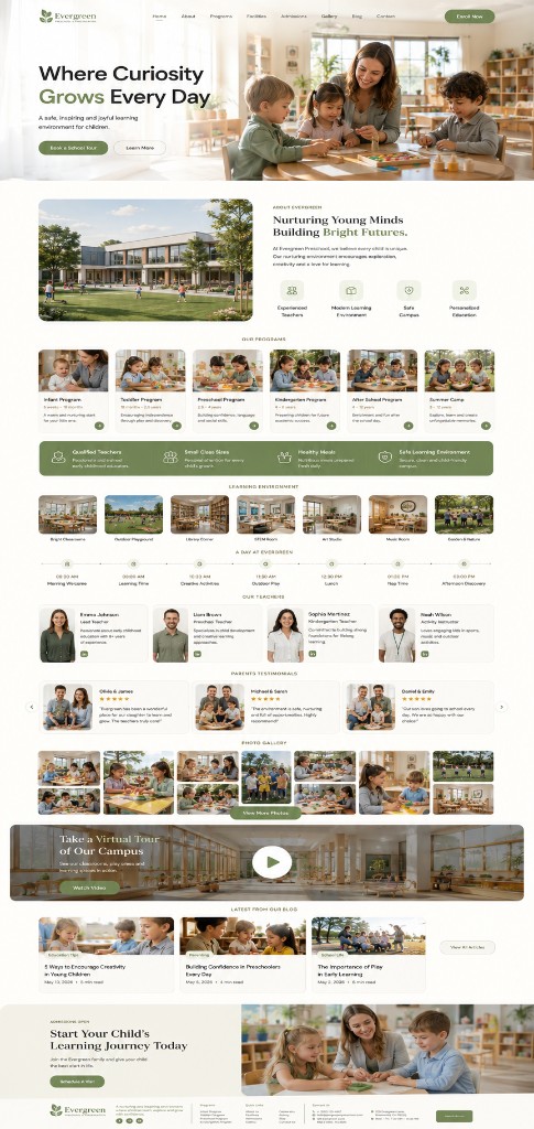 Giao diện website mầm non tuyển sinh