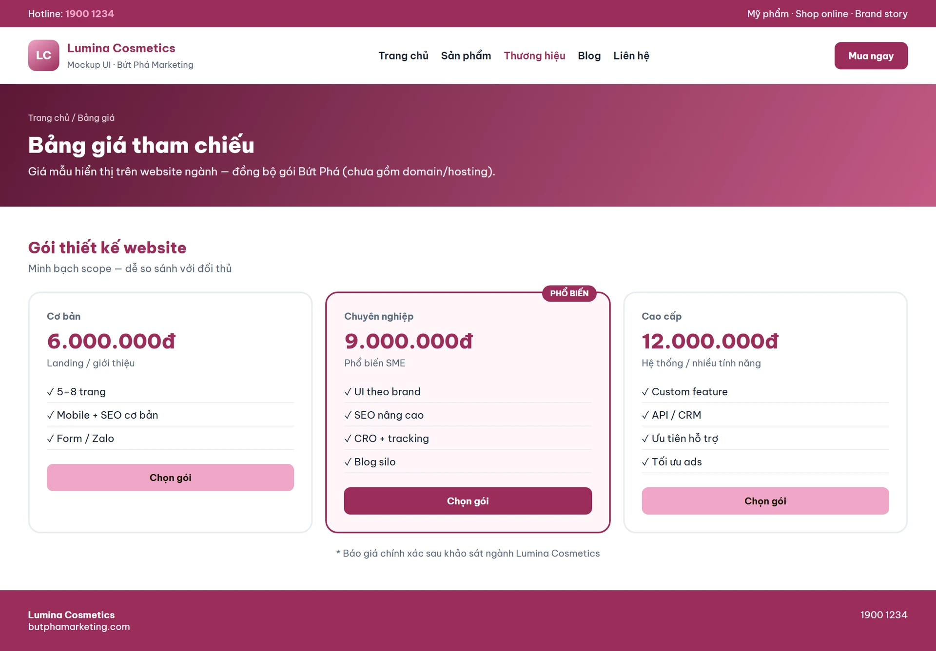Website mỹ phẩm làm đẹp chuyên nghiệp