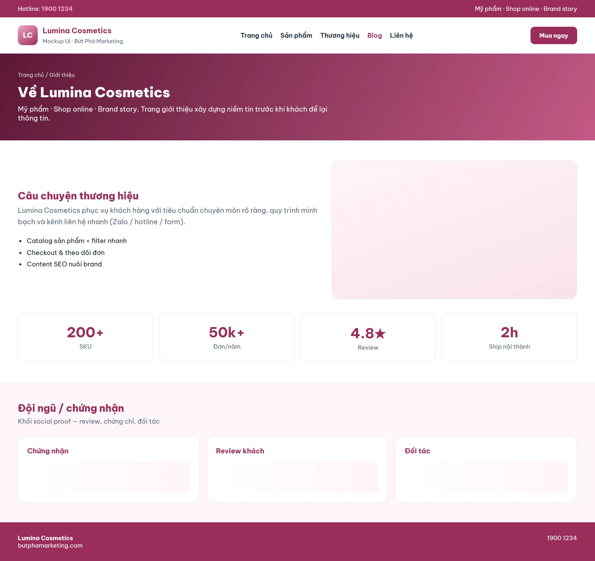 Giao diện website bán mỹ phẩm online