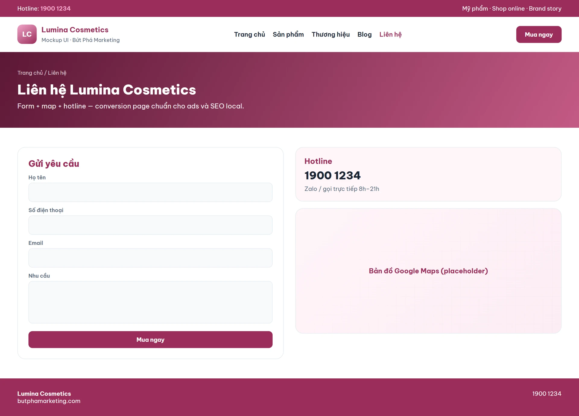 Mẫu thiết kế website mỹ phẩm đẹp