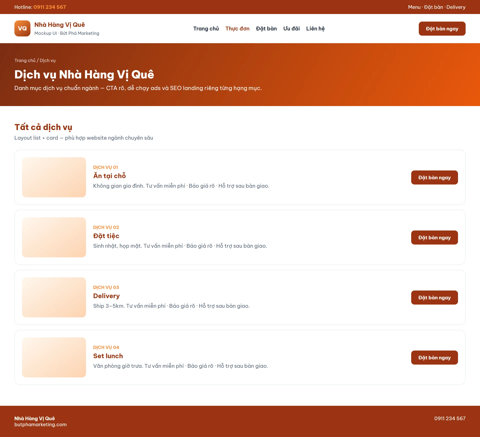 Thiết kế website nhà hàng chuyên nghiệp