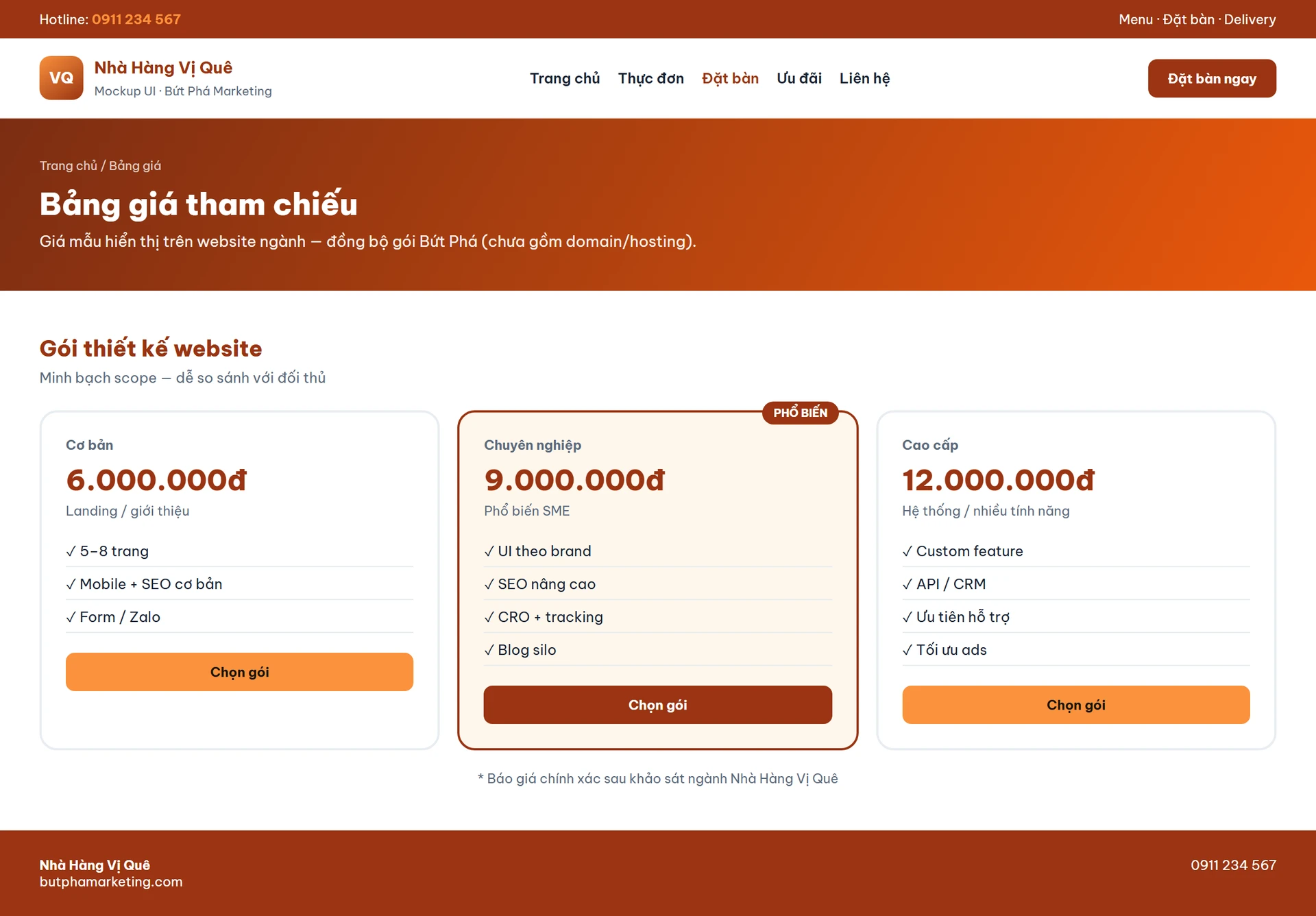 Mẫu thiết kế website nhà hàng đẹp