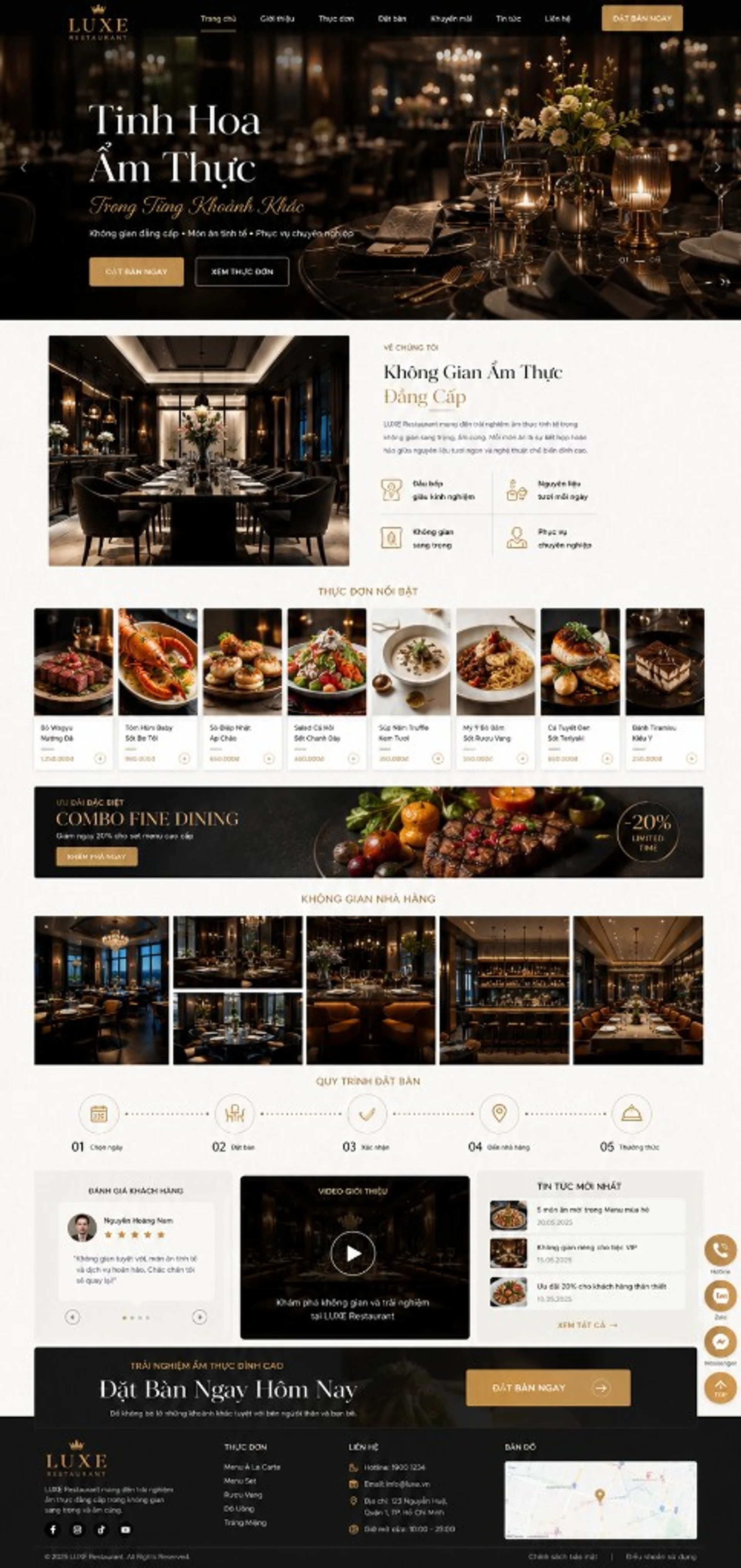 Thiết kế website nhà hàng hiện đại