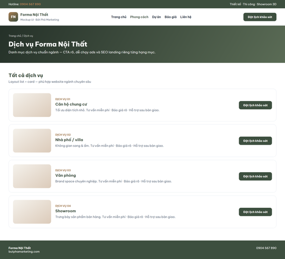 thiết kế website nội thất — mẫu giao diện 2