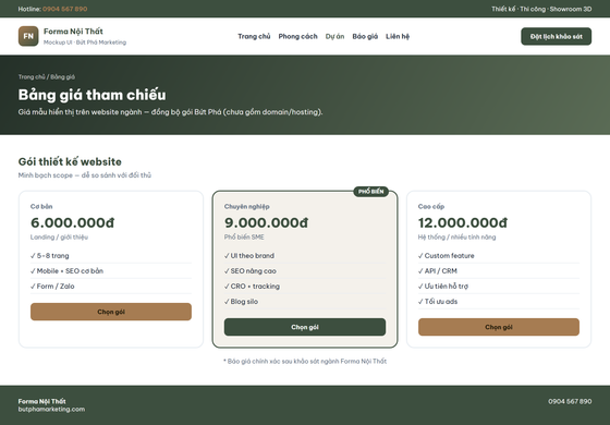 thiết kế website nội thất — mẫu giao diện 3