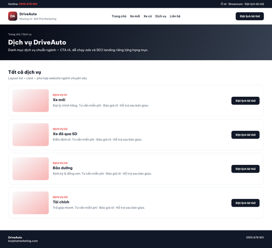thiết kế website đại lý ô tô — mẫu giao diện 2