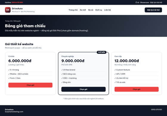 thiết kế website đại lý ô tô — mẫu giao diện 3
