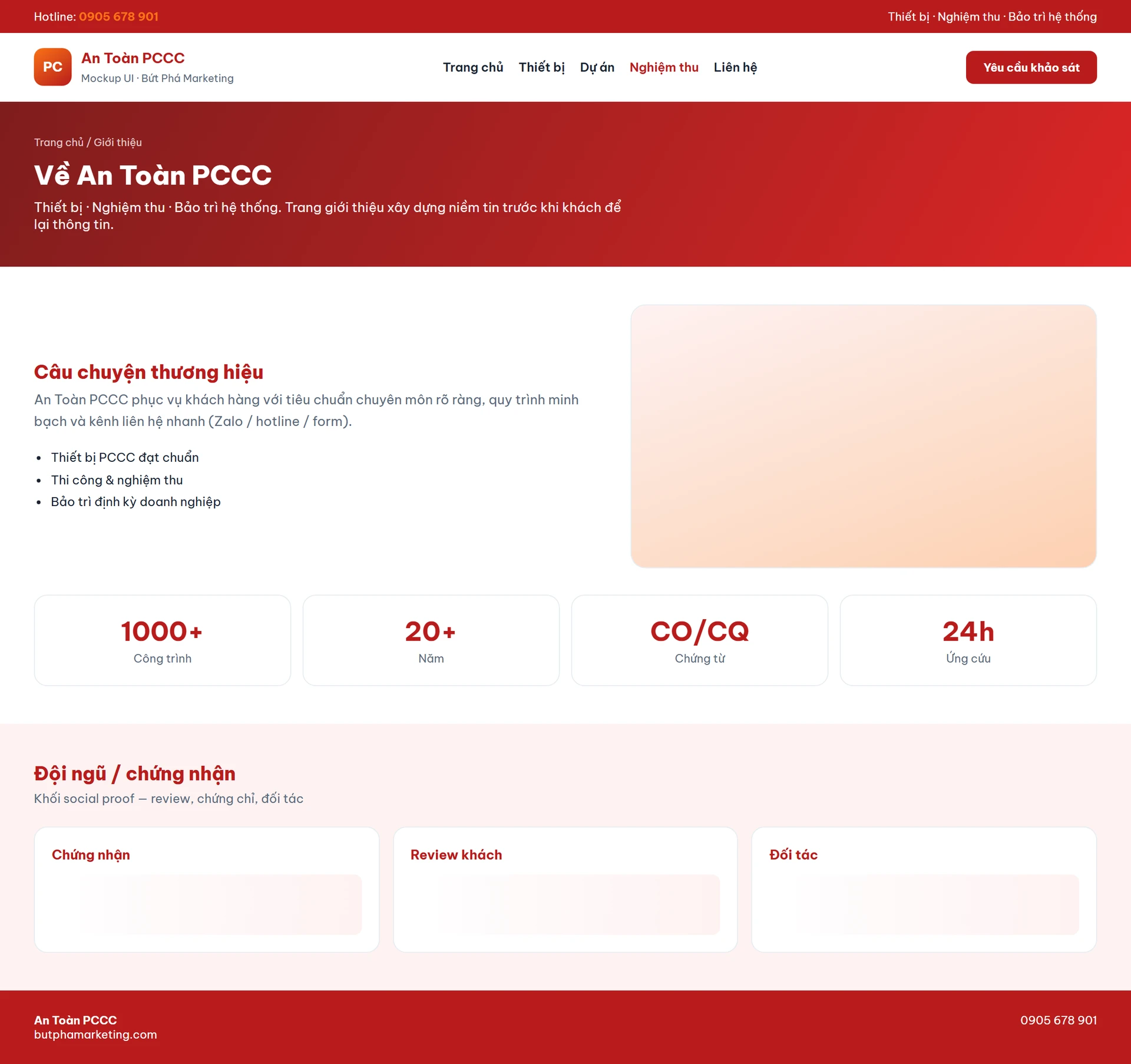Giao diện website thiết bị PCCC