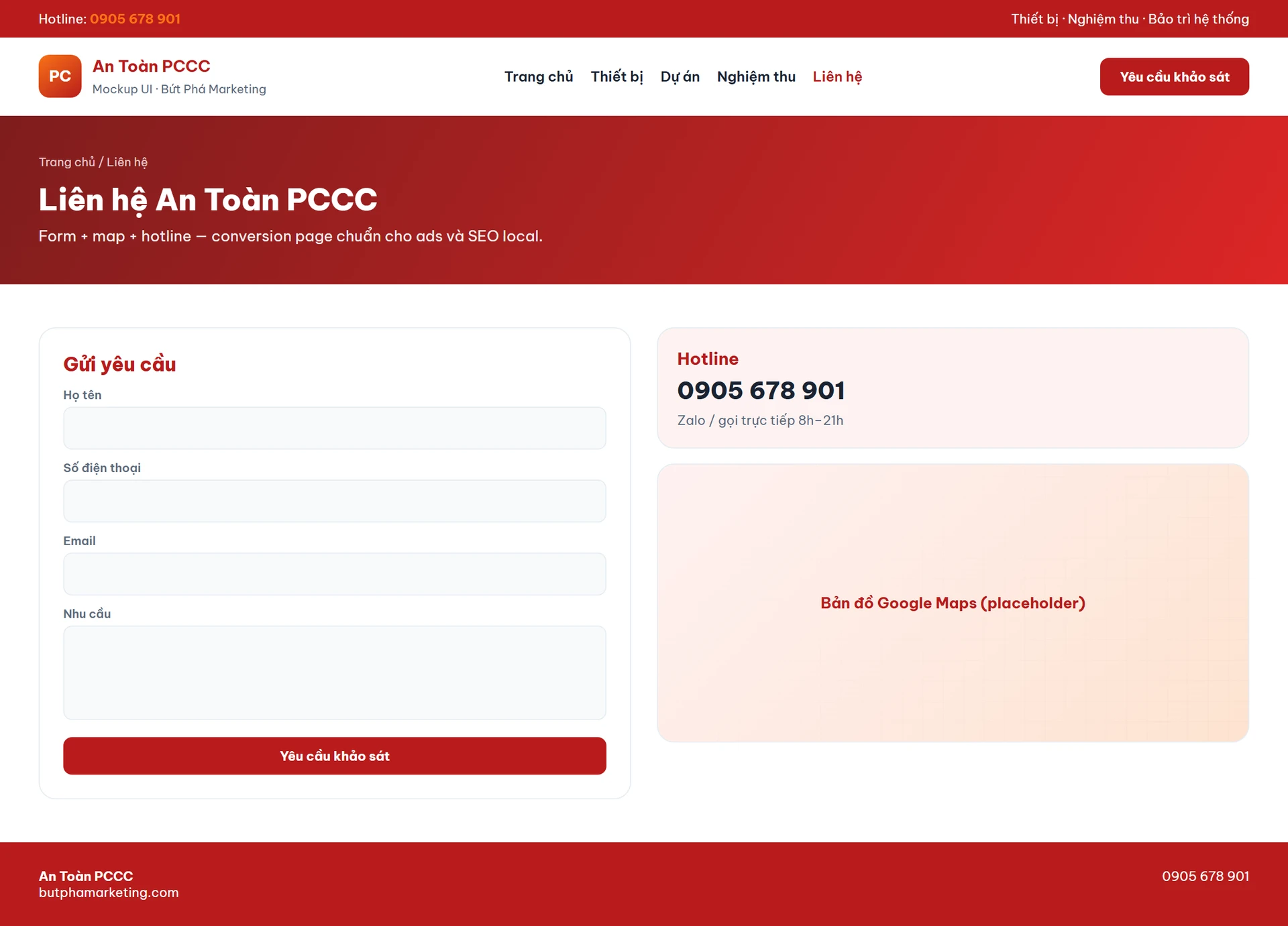 Mẫu thiết kế website PCCC chuẩn SEO