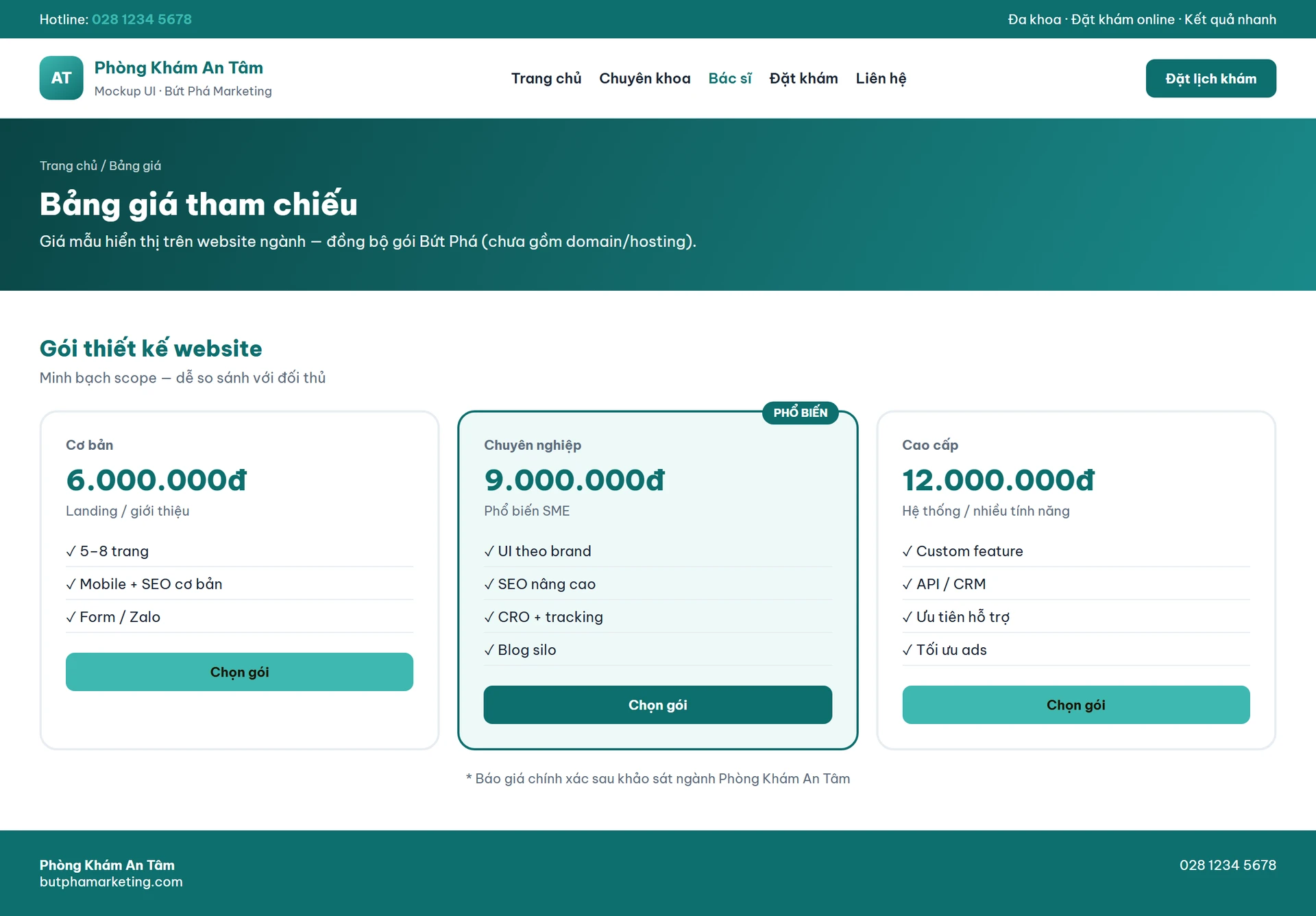Website phòng khám chuyên nghiệp
