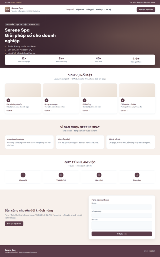 thiết kế website spa — mẫu giao diện 1