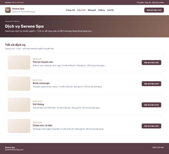 thiết kế website spa — mẫu giao diện 2