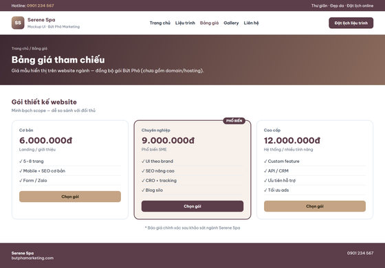 thiết kế website spa — mẫu giao diện 3