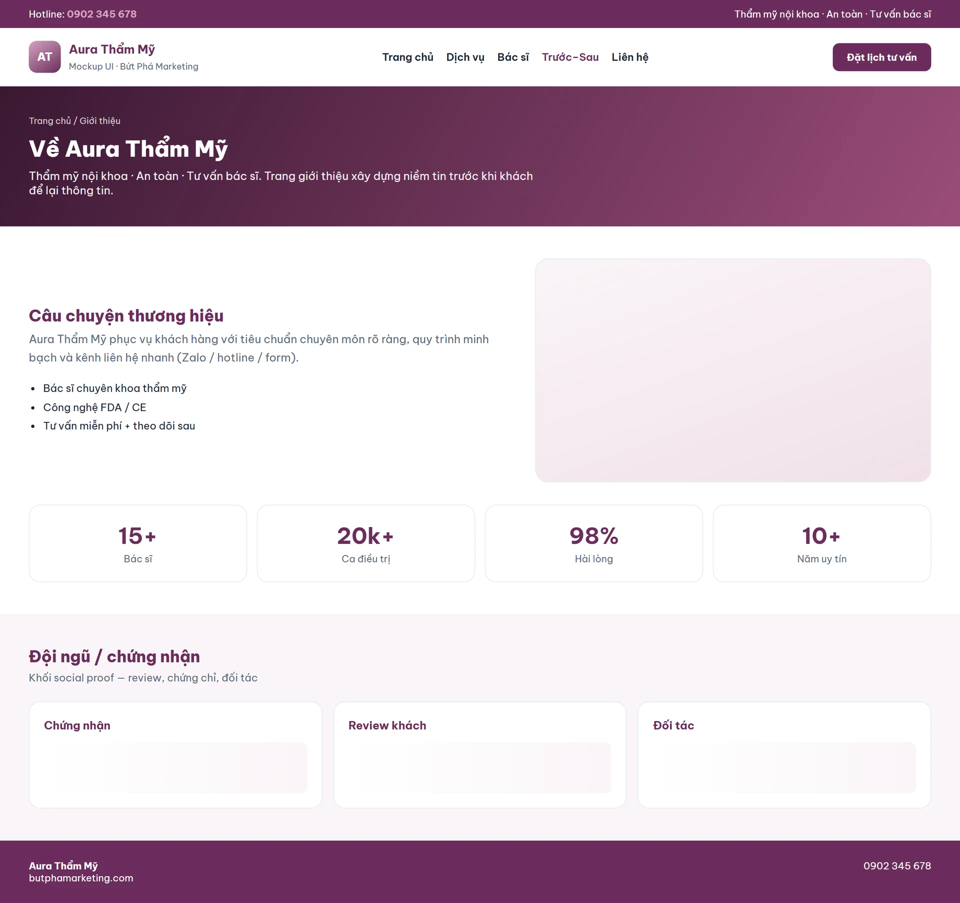 Giao diện website spa chuyên nghiệp