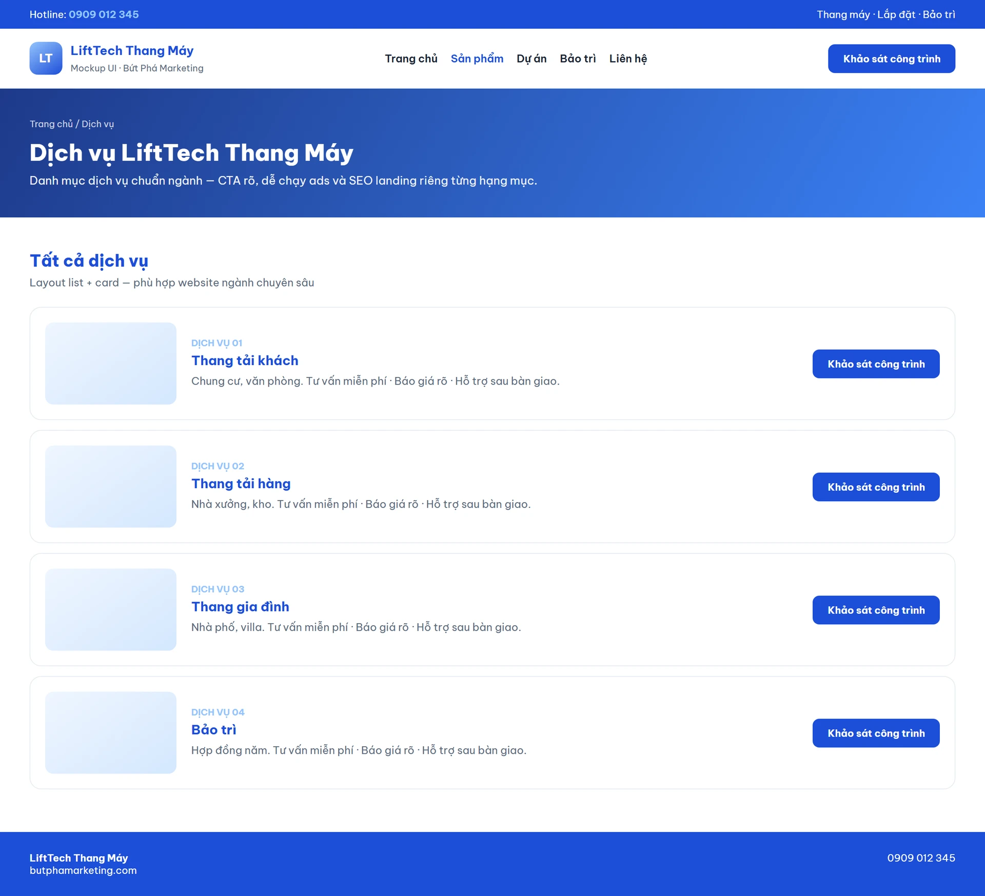 Thiết kế website thang máy cao cấp