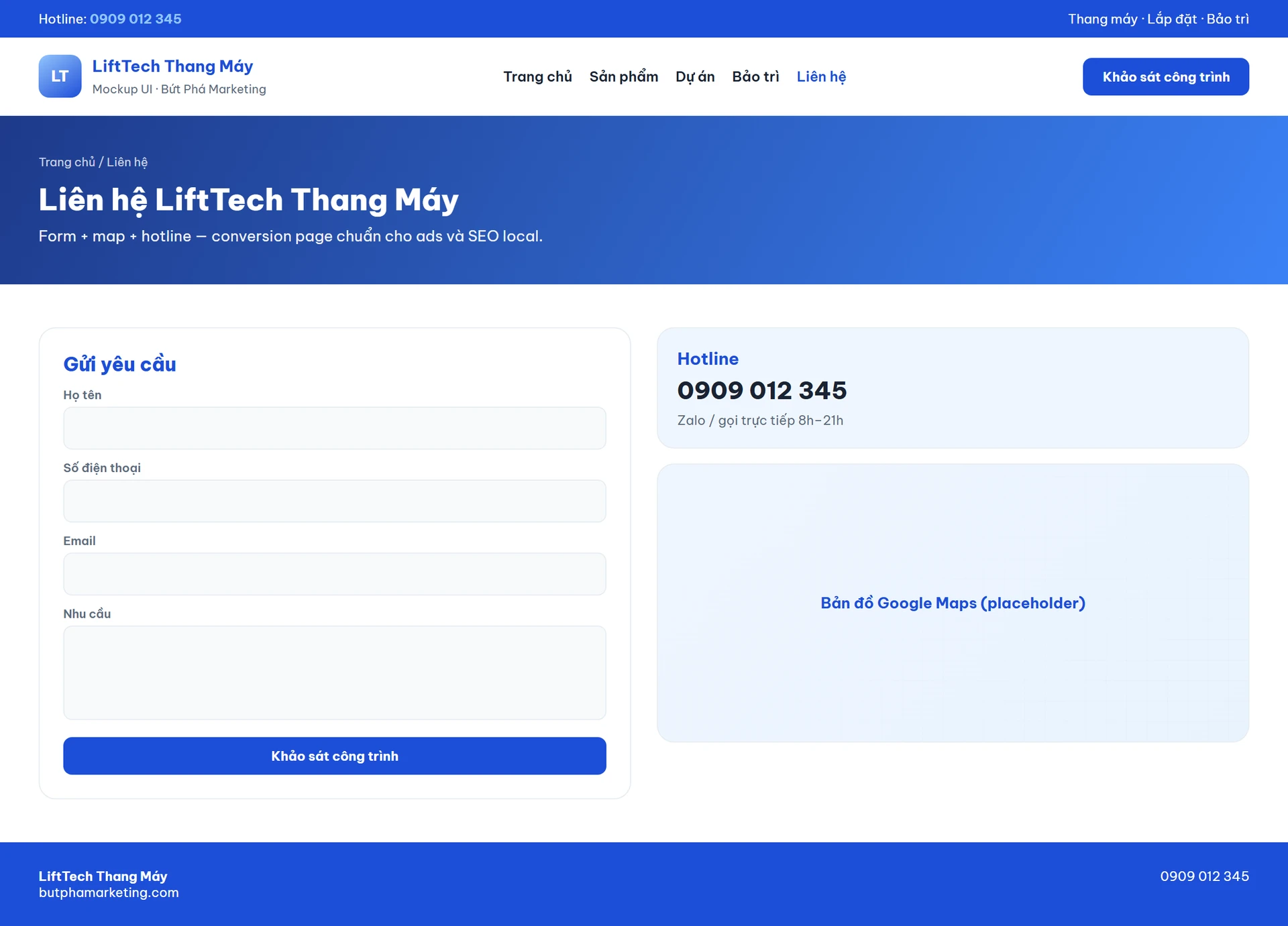 Mẫu thiết kế website thang máy chuẩn SEO