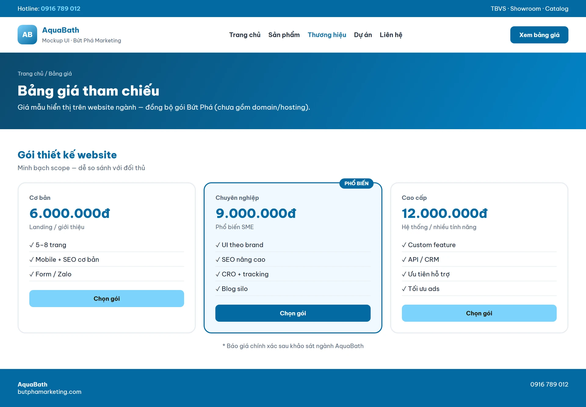 Giao diện website bán thiết bị vệ sinh