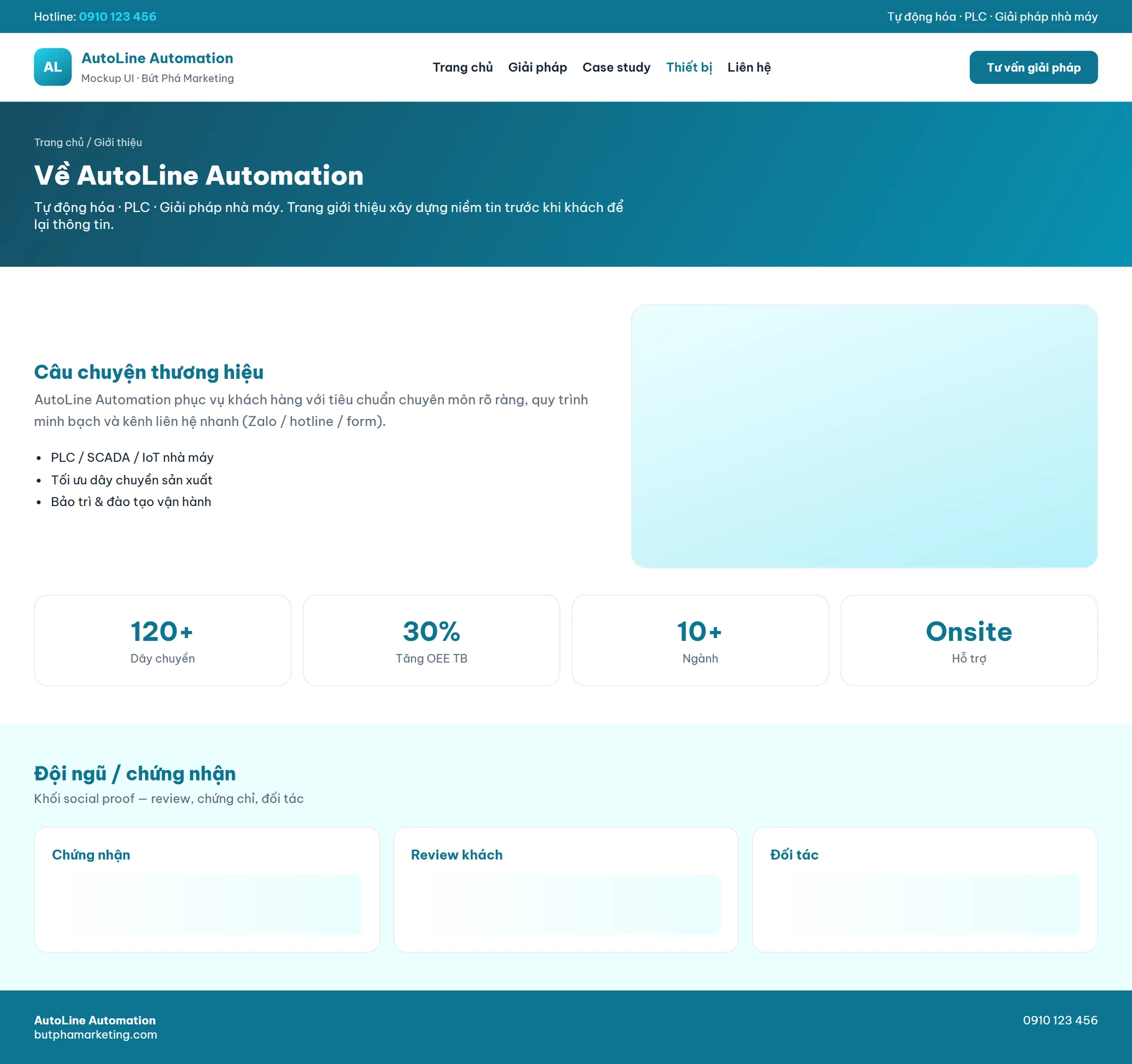Giao diện website giải pháp nhà máy