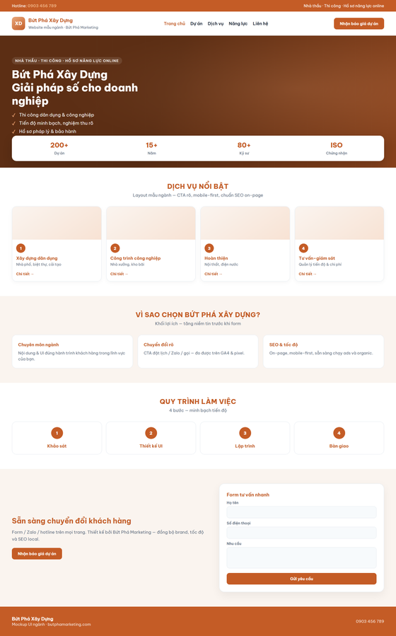 thiết kế website xây dựng — mẫu giao diện 1