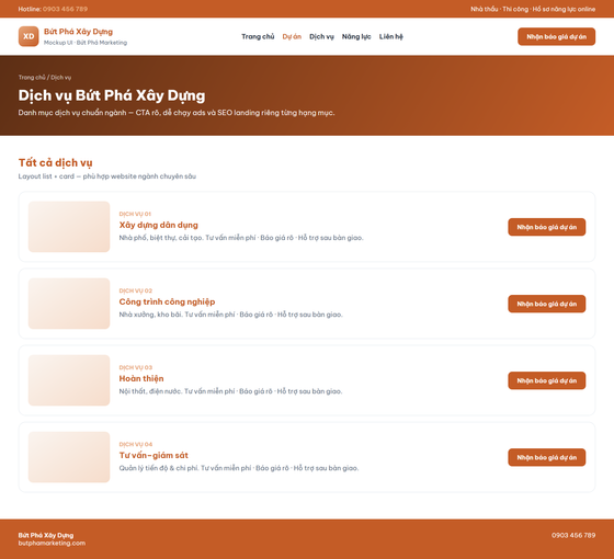 thiết kế website xây dựng — mẫu giao diện 2
